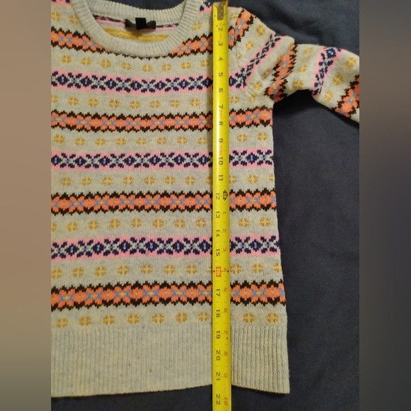 J.Crew Nordic Ski Fair Isle Lamb Wool Sweater Multicolor Stripe Preppy Pullover - Picture 9 of 10